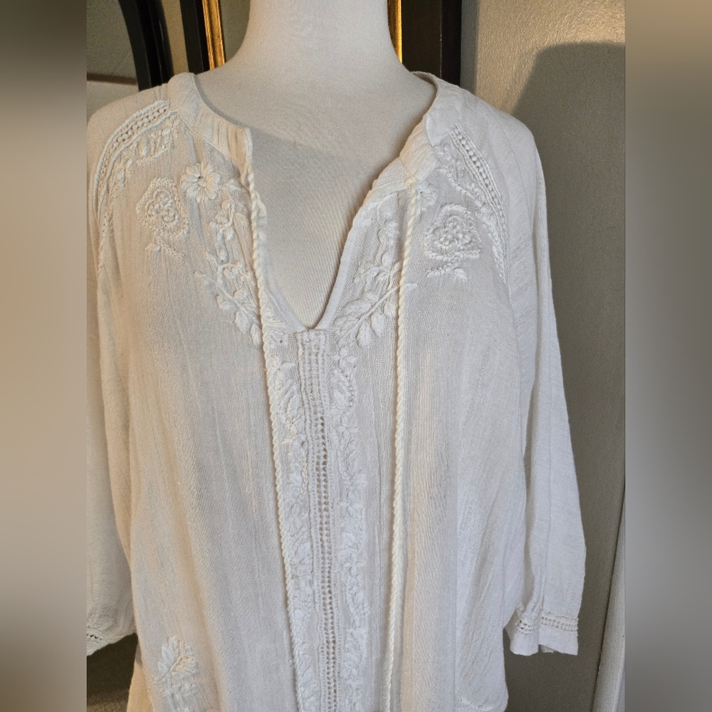 Rachel Zoe:Boho Cream Tunic Top - Picture 4 of 10